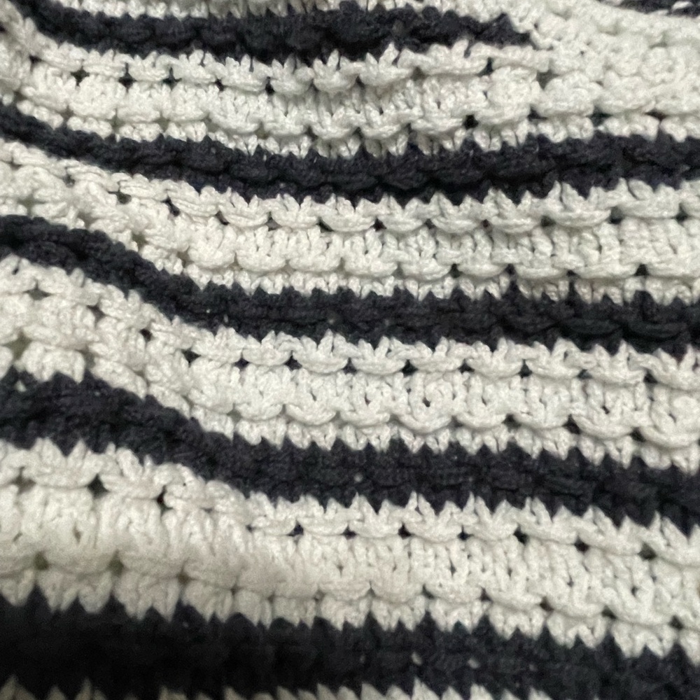 Madewell Women’s XS sweater White and Blue stripes‎ crocket knit Nautical fresh. - Picture 7 of 9